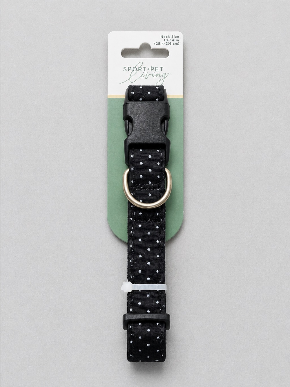 Black Polka Dot Pet Collar with Gold Ring